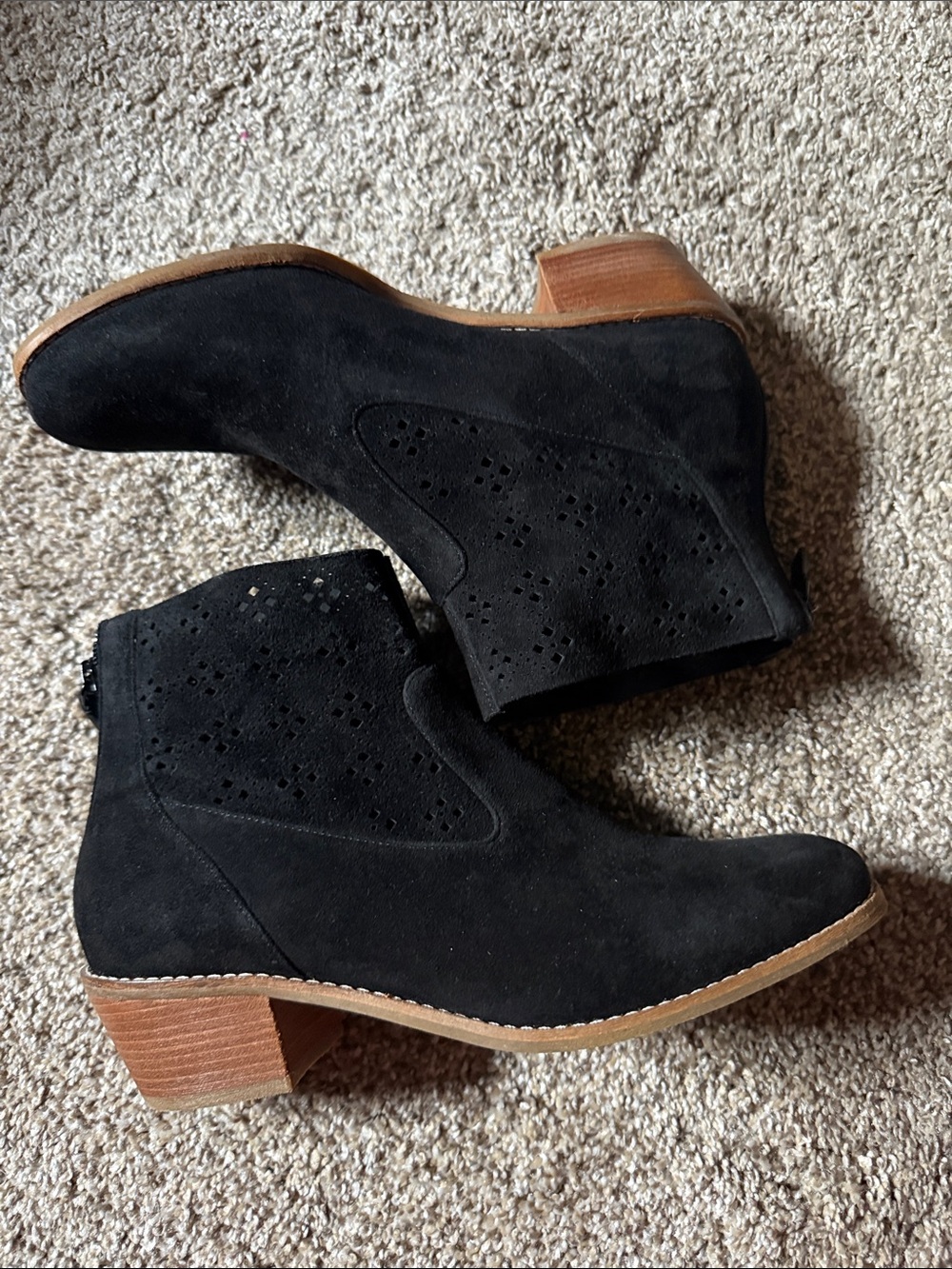 Cole Haan Black Suede Ankle Booties with Stacked Heel